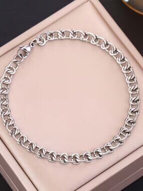 8" Womens 14K White Gold Chain Link Bracelet 14 Karat Silver Streetwear Jewelry